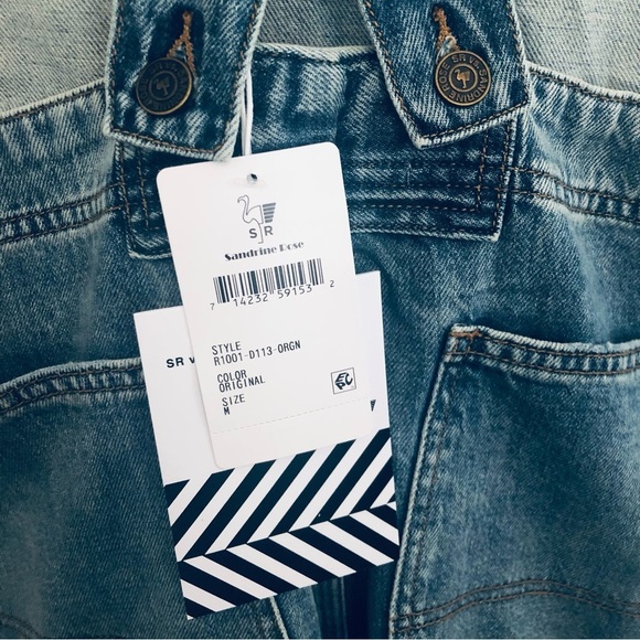 Sandrine Rose x Free People Distressed Denim Overalls Size Medium NWT - Picture 10 of 13